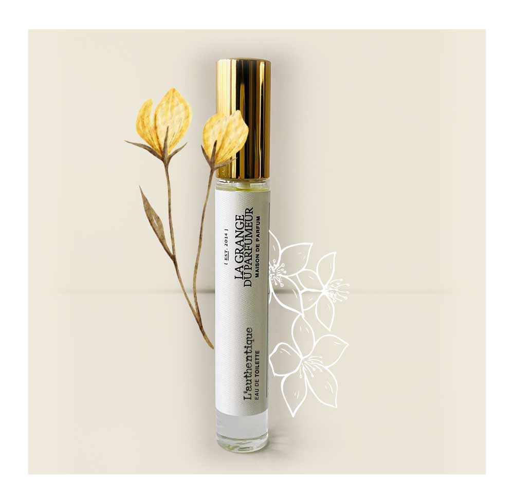 Eau de toilette unisexe. Parfum fleur d'oranger. Unisex toilet water. Fragrance citrus and neroli. Parfum québécois Format de voyage 10 mL, Canadian Perfumer, Haute parfumerie québécoise, Parfum Niche, Niche fragrance, Néroli, fleur d'oranger, Petitgrain, agrumes, frais, ensoleillé. La Grange du Parfumeur, Parfum naturel, Artisan, L'authentique