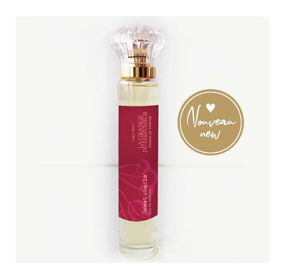 parfum cerise, cherry perfume, cherry fragrance, parfum fruité, parfum québécois, Canadian niche perfumery, Okanagan valley, sweet cherry, sweet cherie, best cherry perfume, natural perfume, parfum naturel, La arnge du Parfumeur, Canadian Perfume brand, Parfum Artisan, Alexandra Bachand, coffret découverte cerise, Haute Parfumerie, Maison de Parfum, Cantons-de-l'Est, Quebec