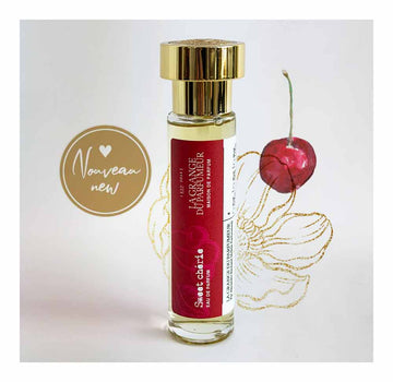 sweet cherie, sweet, cherie, cherry, parfum cerise, cherry perfume, cherry fragrance, parfum fruité, parfum québécois, Canadian niche perfumery, Okanagan valley, sweet cherry, sweet cherie, best cherry perfume, natural perfume, parfum naturel, La arnge du Parfumeur, Canadian Perfume brand, Parfum Artisan, Alexandra Bachand, coffret découverte cerise, Haute Parfumerie, Maison de Parfum, Cantons-de-l'Est, Quebec